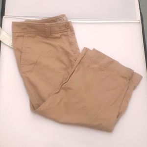 L L Bean Tan Cotton Cropped Pants Sz 14